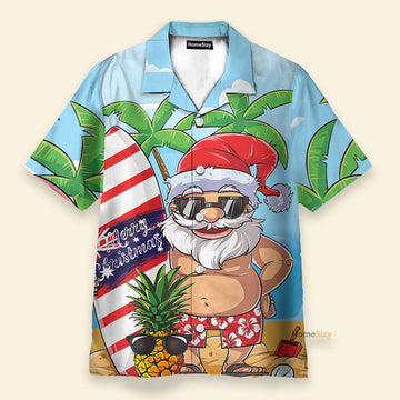 Santa Let's Surf Summer Vibe - Hawaiian Shirt