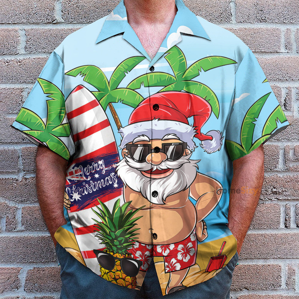 Santa Let's Surf Summer Vibe - Hawaiian Shirt